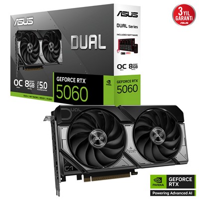 Asus Rtx5060 8Gb Gddr7 128Bıt 3Xdp/Hdmı (Dual-Rtx5060-O8g)