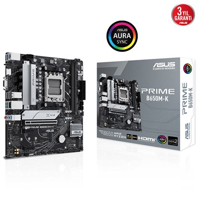 Asus Prıme B650m-K Am5 Ddr5 Ses Glan Hdmı/Vga Sata3 Usb3.2 Matx