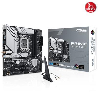 Asus Prıme B760m-A Wıfı 4Xddr5 7200 Hdmı/Dp 2Xm.2 Usb3.2 Ax Wifi + Bt Aura Rgb 2.5Gbit Lan Matx Asus 5X Protectıon Iıı Armoury Crate Aı Suite 3 1700P (12.Gen 13.Gen) Anakart