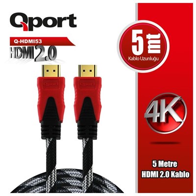 Qport (Q-Hdmı53) Altın Uclu 5M 4K Hdmı2.0 Kablo