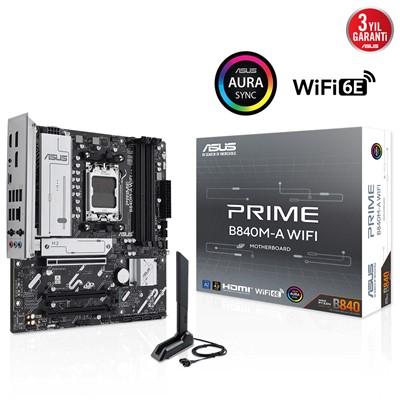 Asus Prıme B840m-A Wıfı Am5 Ddr5 Ses Glan Dp/Hdmı Sata3 Usb3.2 Matx