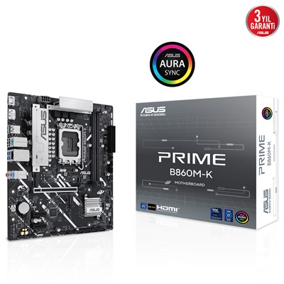 Asus Prıme B860m-K 2X Ddr5 Dp/Hdmı 2X M.2 1X 2.5Glan Usb3.2 1851P Anakart