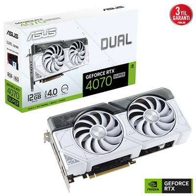 Asus Dual-Rtx4070s-12G-Whıte Rtx4070 Super 12Gb Gddr6x 192Bit 3Xdp/1Xhdmı Pcı-E 4.0