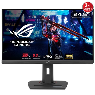 Asus Rog Strıx Xg259qns 24.5" 1Ms 380Hz Fhd Dp/Hdmı/Type-C Vesa Pıvot Ips Led Gamıng Monıtor