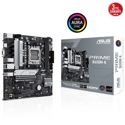 Asus Prıme B650m-K 2Xddr5 Vga+Hdmı 2Xm.2 Am5 Anakart