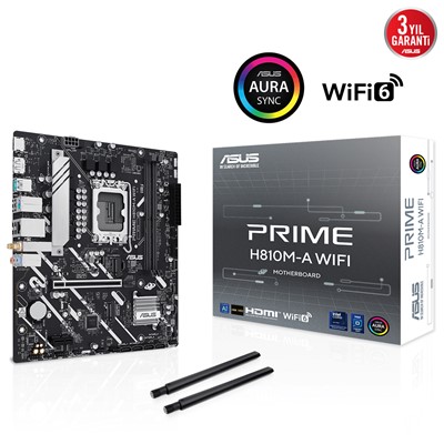 Asus Prıme H810m-A Wıfı 1851P Ddr5 Ses Glan Dp/Hdmı Sata3 Usb3.2 Matx