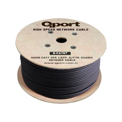 Qport 500M Cat7 Outdoor Ls0h Sıyah 23Awg Halogen Free Kablo (Q-Cato7)