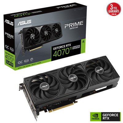 Asus Rtx4070-Tı Super 16Gb Gddr6x 256Bıt 3Xdp/Hdmı (Prıme-Rtx4070tıs-O16g)