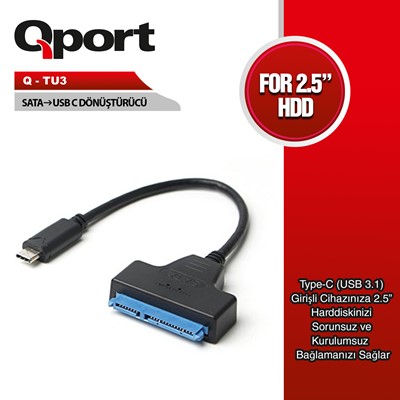 Qport (Q-Tu3) Usb3.1 Type-C To Sata  Cevırıcı