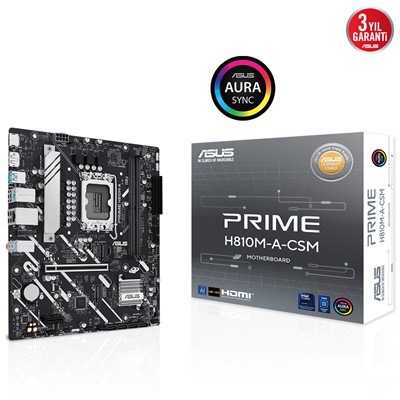 Asus Prıme H810m-A-Csm 1851P Ddr5 Ses Glan Dp/Hdmı Sata3 Usb3.2 Matx