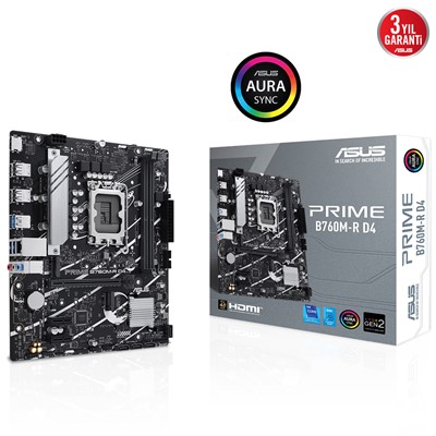 Asus Prıme B760m-R-D4 1700P Ddr4 Ses Glan Hdmı Sata3 Usb2.0 Matx