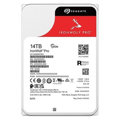 Seagate Ironwolf Pro 14Tb 7200Rpm 256Mb Sata3 6Gbit/Sn St14000nt001 Nas Hdd