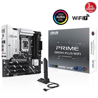 Asus Prıme Z890m-Plus Wıfı 1851P Ddr5 Ses Glan Dp/Hdmı/Type-C Sata3 Usb3.2 Matx