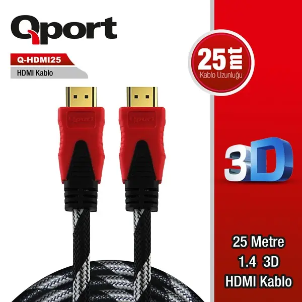 Qport (Q-Hdmı25) Altın Uclu 25M Hdmı Kablo