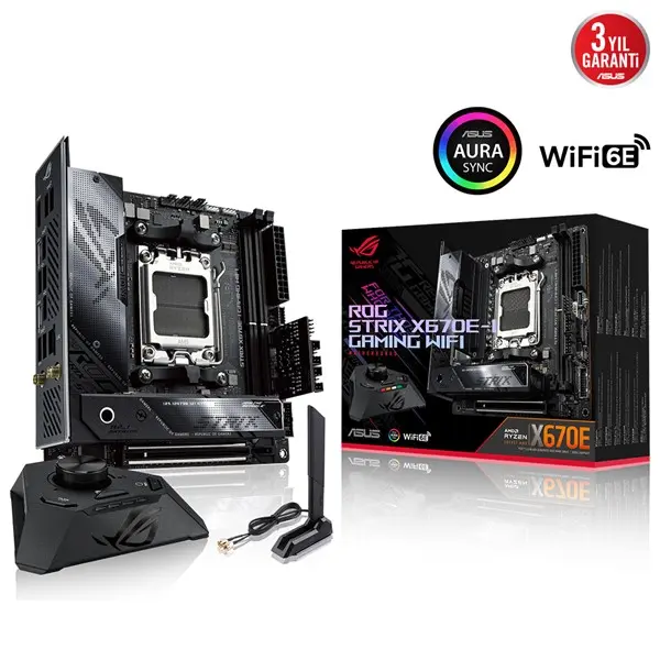 Asus Rog Strıx X670e-I Gamıng Wıfı Am5 Ddr5 Ses Glan Hdmı/Usb Sata3 Usb3.2 Mıtx