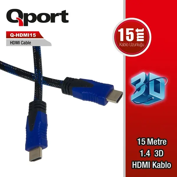 Qport (Q-Hdmı15) Altın Uclu 15M Hdmı Kablo