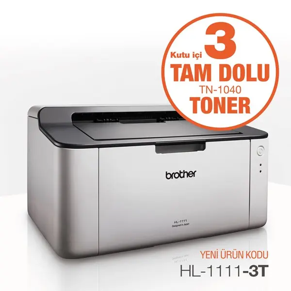 Brother Hl-1111-3T Mono Lazer Usb A4 Yazıcı 3 Tam Dolu Toner