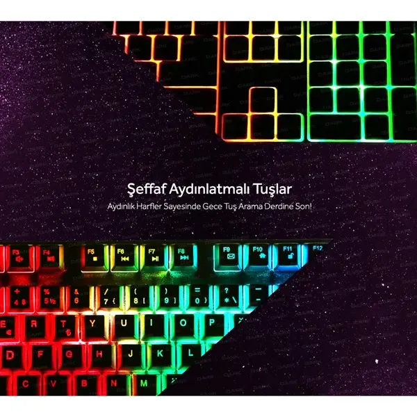DARK ELITE FORCE MEKANIK HISLI RGB USB KABLOLU Q KLAVYE (DK-AC-GK1000)