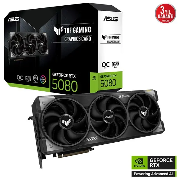 Asus Tuf-Rtx5080-O16g-Gamıng Rtx5080 16Gb Gddr7 256Bit 3Xdp/1Xhdmı