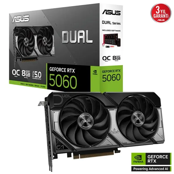 Asus Rtx5060 8Gb Gddr7 128Bıt 3Xdp/Hdmı (Dual-Rtx5060-O8g)