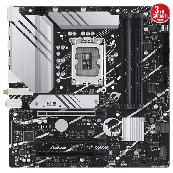 Asus Prıme B760m-A Wıfı 4Xddr5 7200 Hdmı/Dp 2Xm.2 Usb3.2 Ax Wifi + Bt Aura Rgb 2.5Gbit Lan Matx Asus 5X Protectıon Iıı Armoury Crate Aı Suite 3 1700P (12.Gen 13.Gen) Anakart