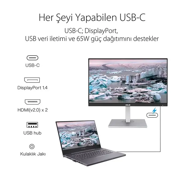 Asus Proart Pa279cv 27" 5Ms 4K Hdr 3840X2160 Dp/Hdmı/Type-C Mm Pıvot Ips Led Monıtor