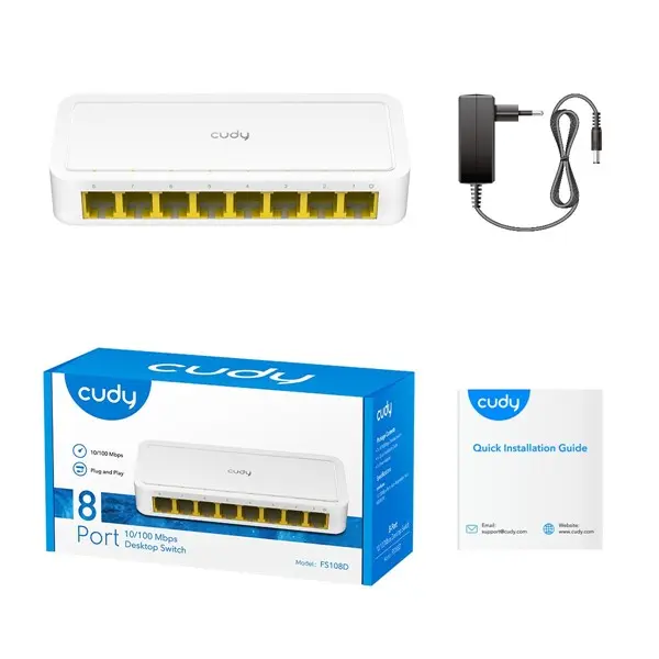 Cudy Fs108d 8 Port 10/100 Yonetılemez Desktop Swıtch Plastik Kasa