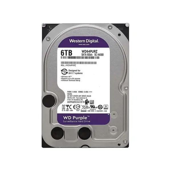 Wd Purple 6Tb 5700Rpm 256Mb Sata3 Wd64purz 7/24 Hdd Resmi Disti Garantili