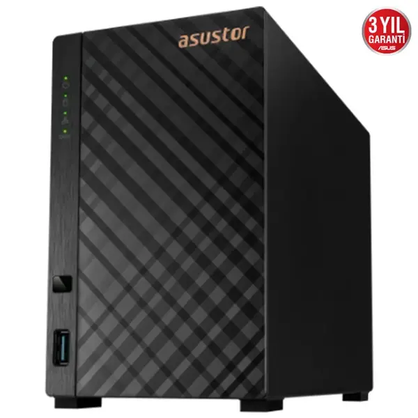 Asustor As1102tl 1Gb Ddr4 2 Bay (2X 22Tb Desteği) Realtek Rtd1619b 1Gbe X1, Usb 3.2 X1, Usb 2.0 X1 Nas Depolama Ünitesi