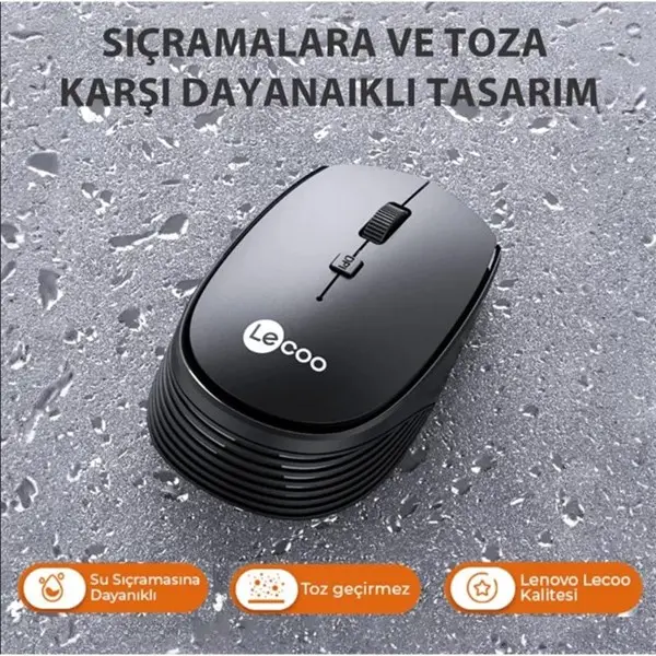 LECOO WS202 USB KABLOSUZ SIYAH SESSİZ MOUSE