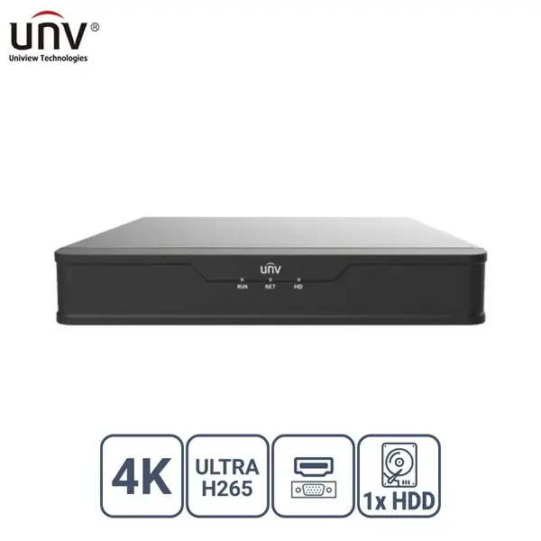 Unıvıew Nvr301-08S3 8 Kanal Vga/Hdmı H265+ Nvr Kayıt Cihazı