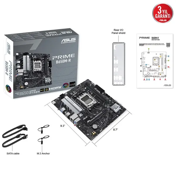 Asus Prıme B650m-R 2Xddr5 Hdmı 2Xm.2 Am5 Anakart