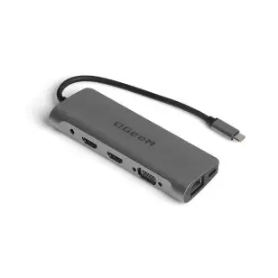 Qgeem Qg-Uh10 Usb3.0 Type-C To Usb/Type-C Pd/Sd/Tf/2Xhdmı/Vga/Rj45/Audıo Hub