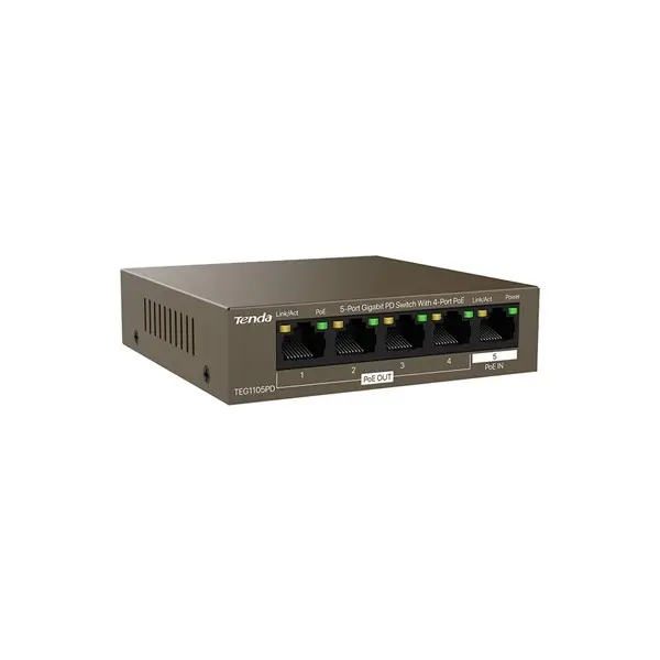 Tenda Teg1105pd 5 Port 10/100/1000 4 Port Poe Yonetılemez Rack Mount Swıtch
