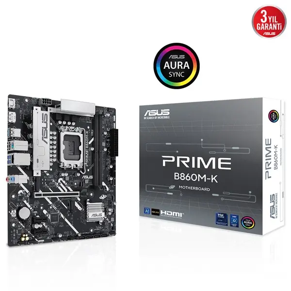 Asus Prıme B860m-K 2X Ddr5 Dp/Hdmı 2X M.2 1X 2.5Glan Usb3.2 1851P Anakart