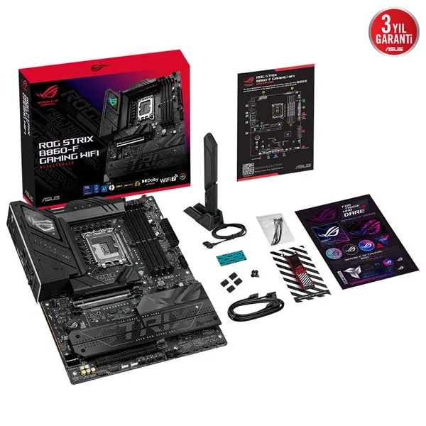 Asus Rog Strıx B860-F Gamıng Wıfı 4X Ddr5 Dp/Hdmı 4X M.2 1X 2.5Glan/Wıfı7/Bt Usb3.2 1851P Anakart