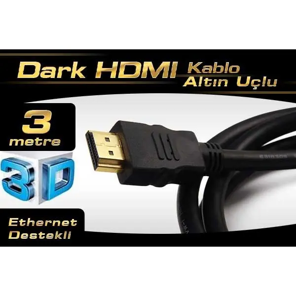 Dark Dk-Hd-Cv14l300a90 Hdmı Kablo Ağ Destekli 3Mt Ver1.4 Altın Uçlu 3D