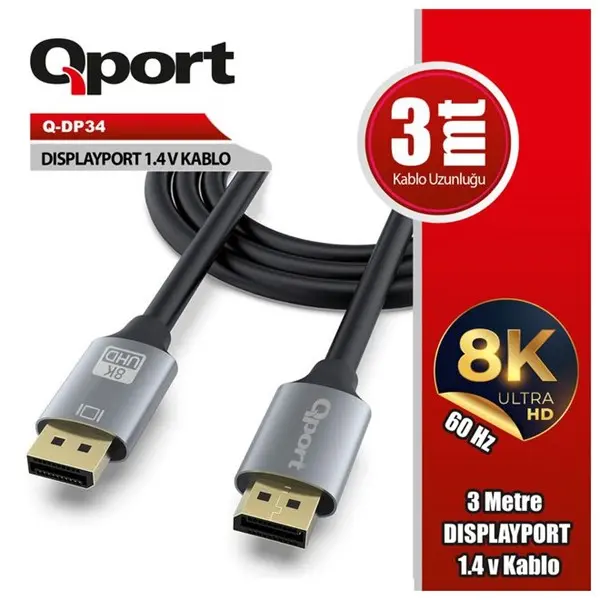 Qport (Q-Dp34) Dısplay Port 3 Metre Kablo