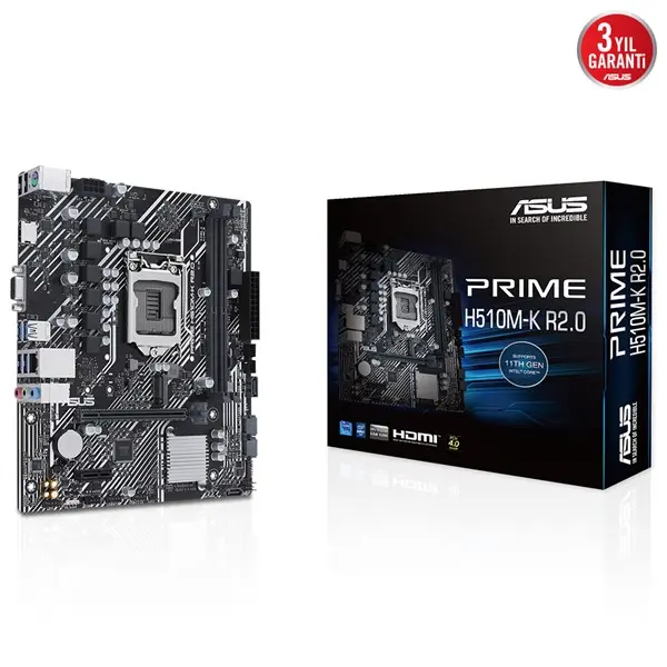 Asus Prıme H510m-K R2.0 1200P Ddr4 Ses Glan Hdmı/Vga Sata3 Usb3.2 Matx