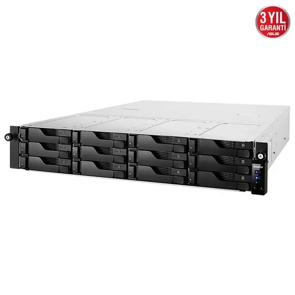 Asustor As6512rd 12 Bay Nas(12X20tb Desteği), 8Gb Ddr4, 2.5Gbe X2, Pcıe Gen3 X1, Psu X2 Rackmount Depolama Ünitesi