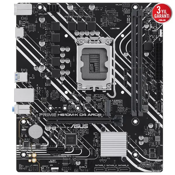 Asus Prıme H610m-K D4 Argb 2Xddr4 Vga/Hdmı 1Xm.2 1Xglan 1700P Anakart