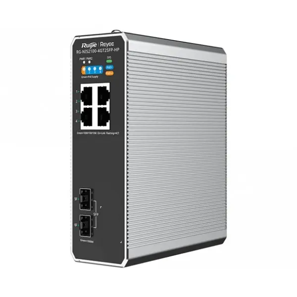 Ruıjıe Reyee Rg-Nıs2100-4Gt2sfp-Hp 4 Port 10/100/1000 4 Port Poe+ 2 X Sfp 120W Rujıe Cloud Yonetılebılır Endüstriyel Swı