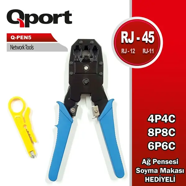 Qport (Q-Pen5) Rj45/Rj11/Rj12 Kablo Sıkma Pensesı   Kablo Sıyırıcı