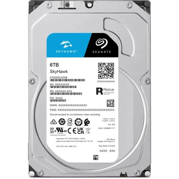 Seagate Skyhawk 6Tb 5400Rpm 256Mb Sata3 St6000vx009 7/24 Hdd