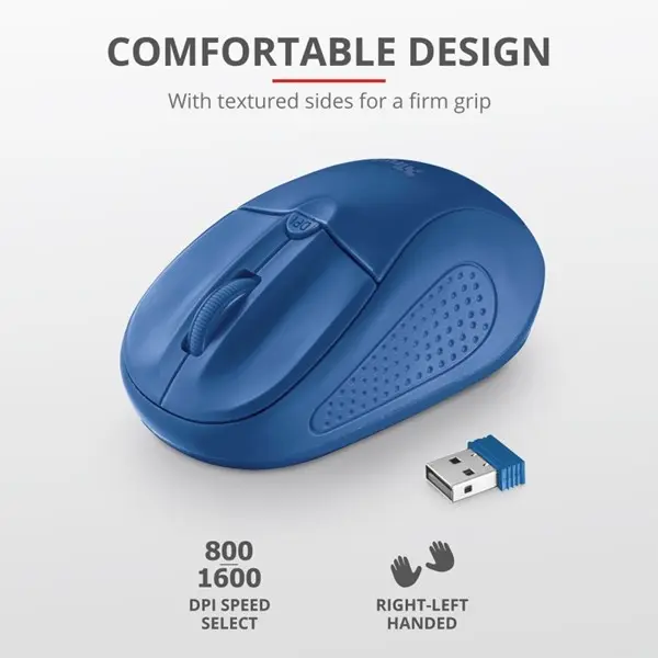 TRUST PRİMO 20786 USB 1600 DPI MAVİ KABLOSUZ MOUSE