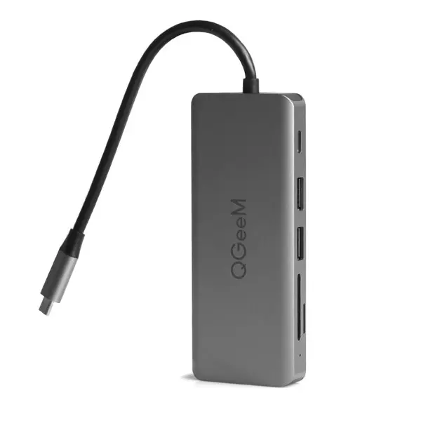 Qgeem Qg-Uh09 Usb3.0 Type-C To Usb3.0/Usb2.0/Type-C Pd/Sd/Tf/2Xhdmı/Vga/Audıo Hu