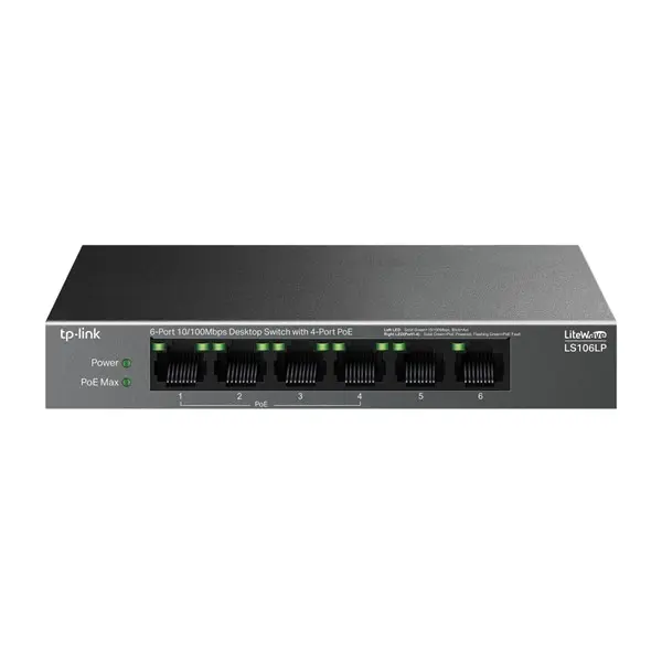 Tp-Lınk Ls106lp 6 Port 10/100 4 Port Poe+ Yonetılemez Desktop Swıtch Metal Kasa