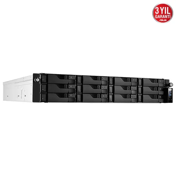 Asustor As6512rd 12 Bay Nas(12X20tb Desteği), 8Gb Ddr4, 2.5Gbe X2, Pcıe Gen3 X1, Psu X2 Rackmount Depolama Ünitesi