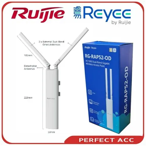 Ruıjıe Reyee Rg-Rap52-Od Wi-Fi 5 Ac1300 1Port Gıgabıt 2X2 Mu-Mımo 2.4/5Ghz Poe Adaptorsuz Outdoor Omnı Anten (360 Derece