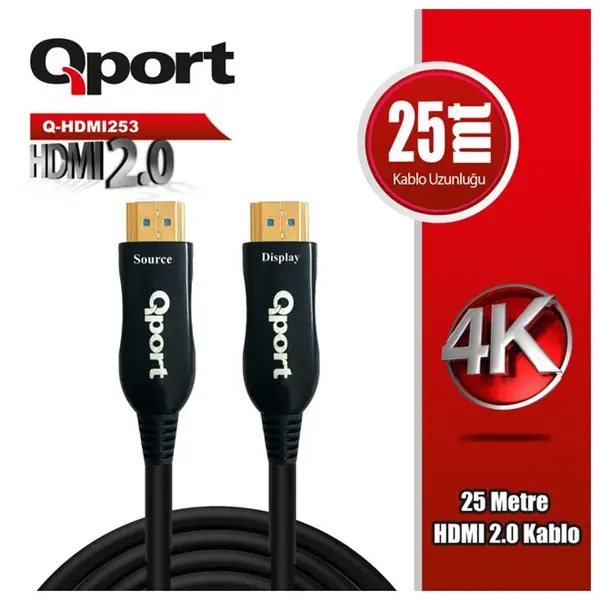 Qport (Q-Hdmı253) Altın Uclu 25M 4K Hdmı2.0 Kablo